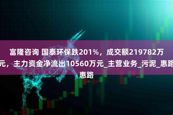 富隆咨询 国泰环保跌201%，成交额219782万元，主力资金净流出10560万元_主营业务_污泥_惠路